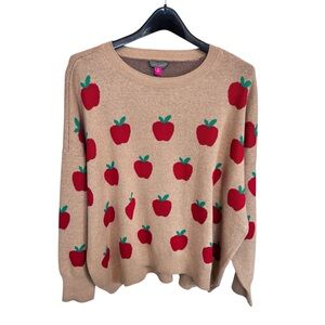 Vince Camuto Knit Back to School Apple Sweater - XL